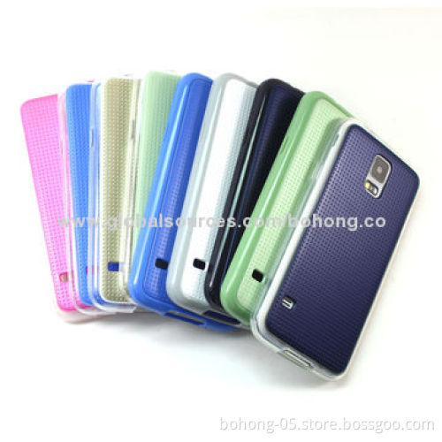 TPU Cases for iPhone, Samsung S5, TPU Sides, Texture PC Back, Various Colors Available